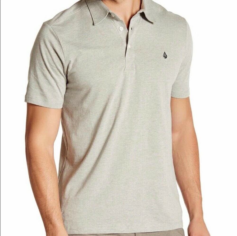 Volcom Polo Shirt Mens Size Small Gray Short Sleeve Regular Banger Collared New